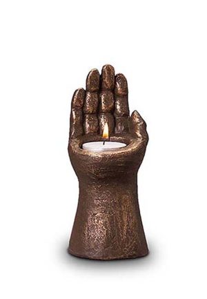 keramische mini art urne hand mit licht