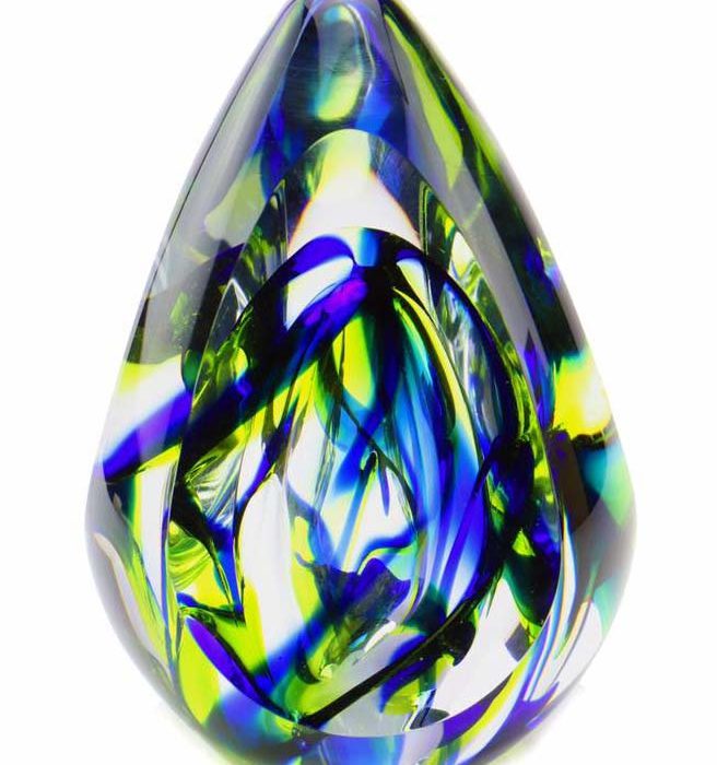 kristallglaser D premium urne aurora blau